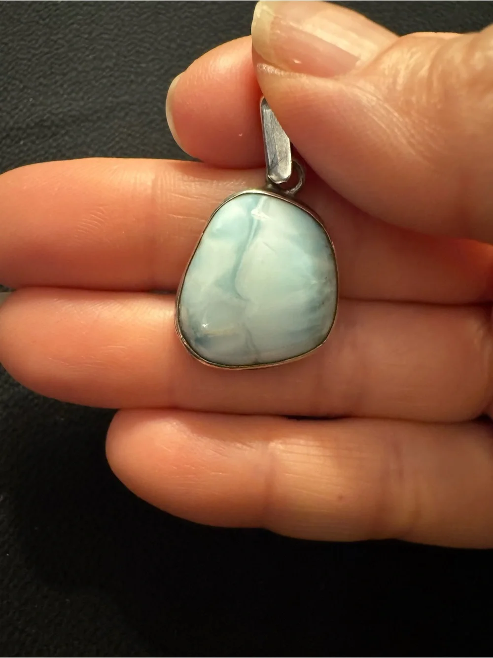 Sterling Silver Larimar Pendant - Blue Caribbean Gemstone